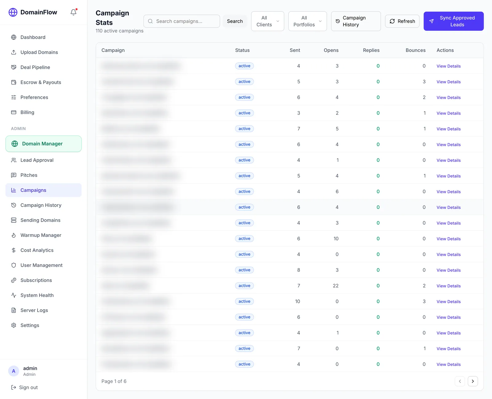 Campaign Stats — live analytics synced from Instantly.ai