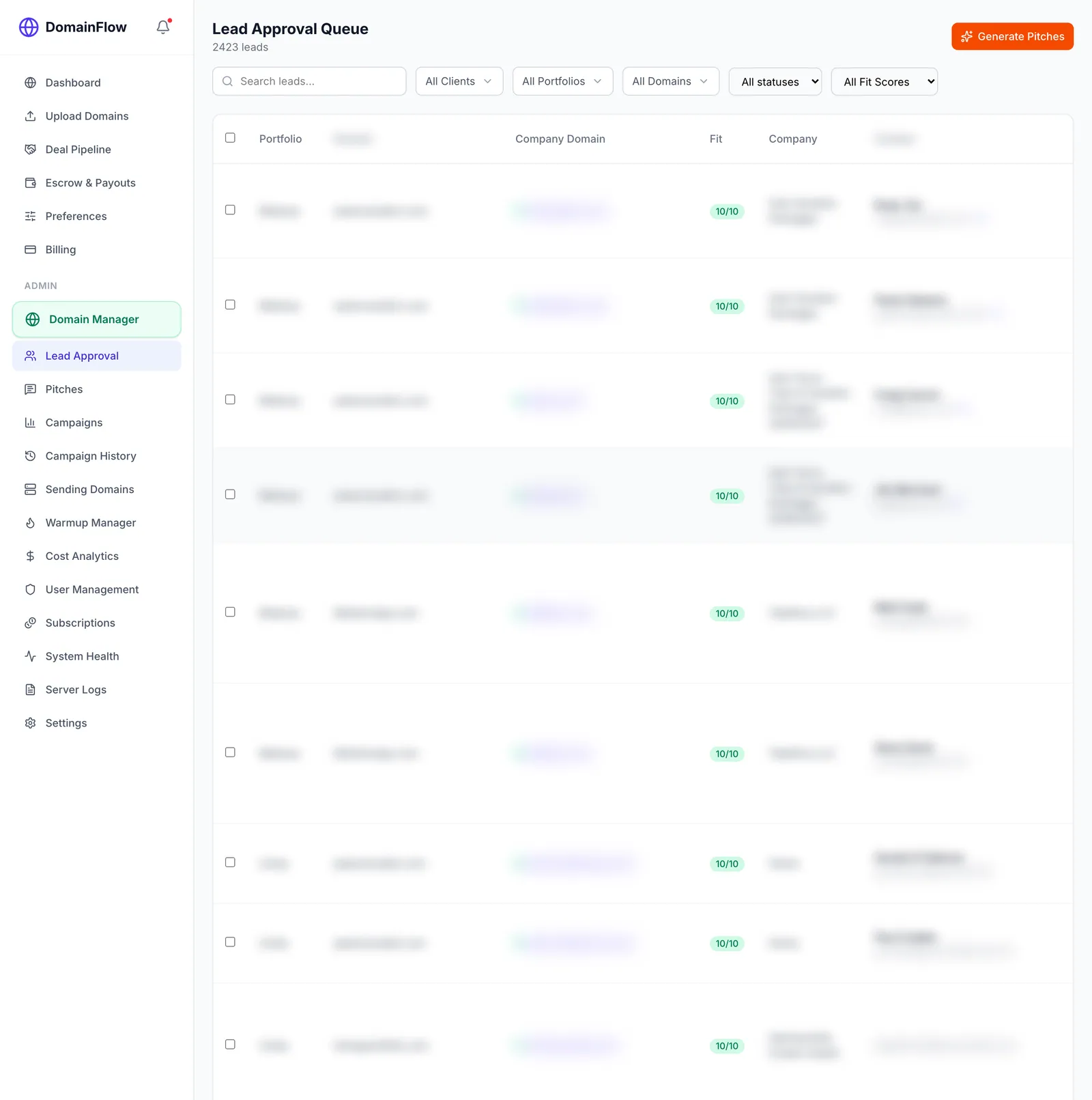 Lead Approval Queue — AI‑scored buyers awaiting review