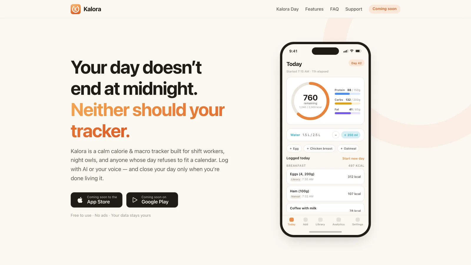 Kalora — Track Your Day, Your Way
