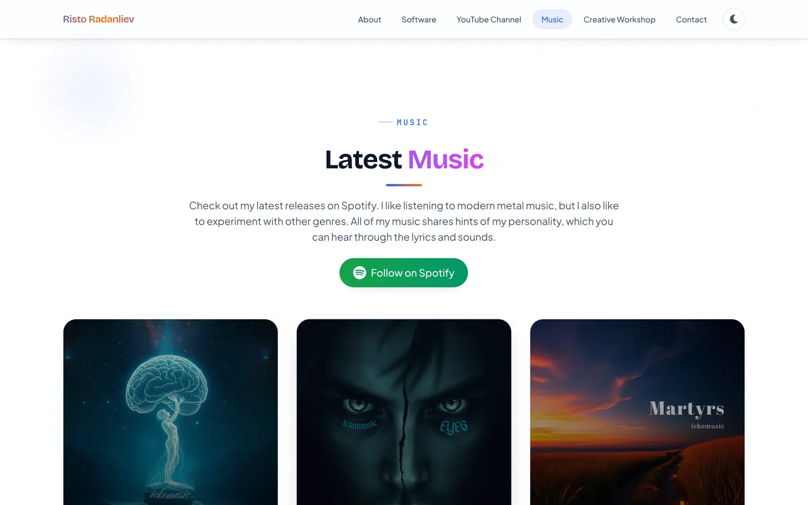 Music — live Spotify releases with preview players