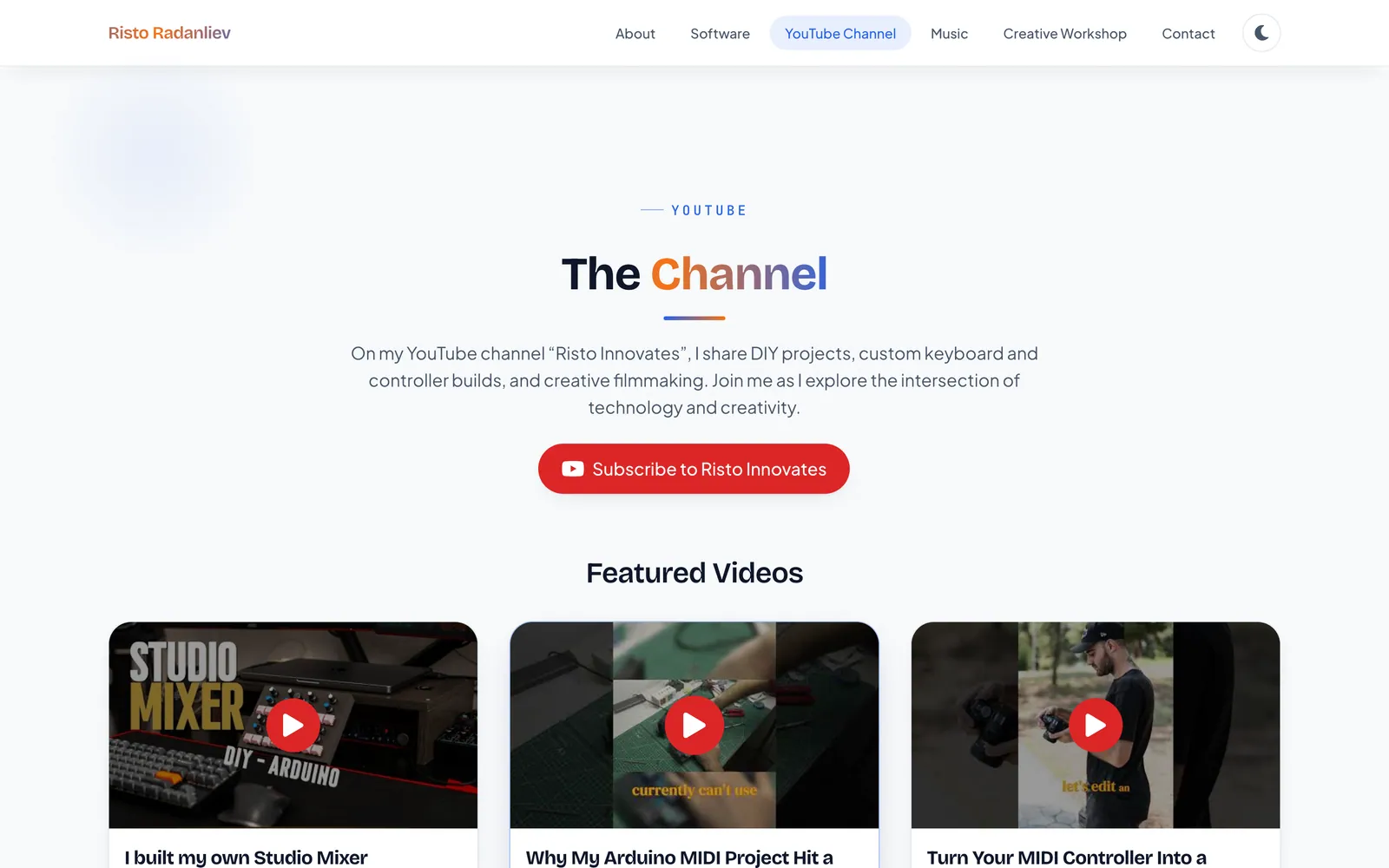 YouTube — latest videos from the channel feed
