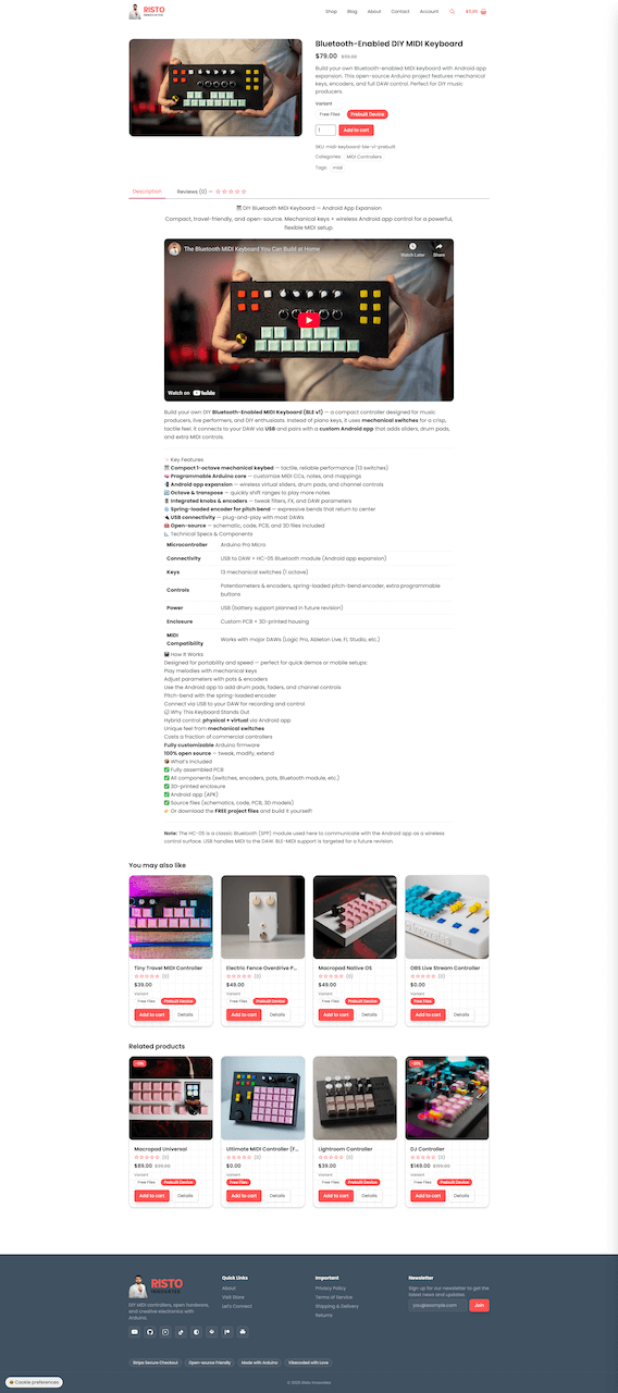 Product detail — spec‑first layout